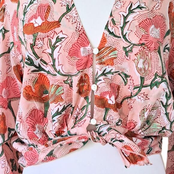 Desert Queen Gypsy Cropped Top in Pink Rich Poppy Floral Print L / 8 - Picture 12 of 12